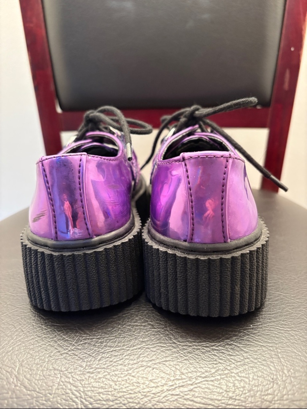 New T.U.K. TUK Purple Iridescent Platform Creepers - Picture 4 of 6